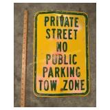 Metal embossed private street sign