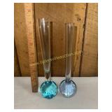 Vintage blown glass controlled bubble bud vases