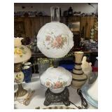 Milk glass gone with the wind lamp lions heads