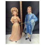 Ceramic pinky and blue boy figures