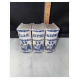 Vintage Japanese blue willow spice shakers