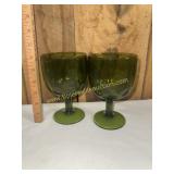 Pair of vintage Bartlett Collins green goblets