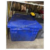 Blue plastic tote