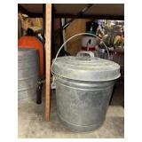 Large galvanized bucket with lid