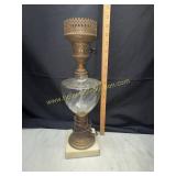 Antique oil lamp converted to electric