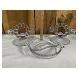 Candlewick candle holders and divided dish
