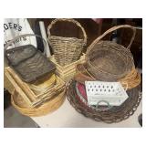 Large group of baskets and woven trays