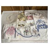 Group of hand embroidered linens