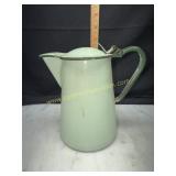 Vintage mint green enamel ware kettle- hinge on
