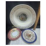 3 bowls and plates gearing French countryside and