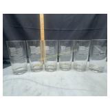 Set of 6 vintage glasses etched with different