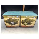 4 leaf and bird tidbit dishes in box