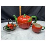 Vintage occupied japan tomato teapot and creamer