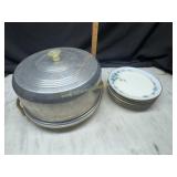 Dessert plate set with aluminum cake topper- cake
