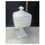 Westmoreland milk glass beaded grape candy stand