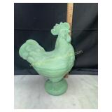 Large jadeite covered rooster pedestal dish/