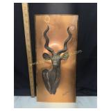 Vintage Gastone copper and resin gazelle wall