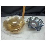Marigold and blue carnival bowls