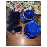Vintage royal sapphire cobalt dishes and drink