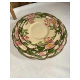 Place setting of Franciscan desert rose dishes