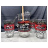 Coca-Cola pitcher with 3 large glasses