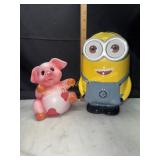 Pig and minion coin bank