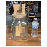 Glass churn with wooden top very early mechanical