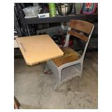 Vintage wood and metal elementary school desk