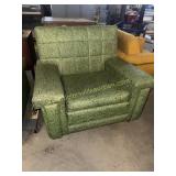 Vintage midcentury green low profile arm chair