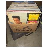 Box of vinyl records Elvis, Mickey gilley,
