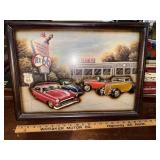 3D picture of Route 66 diner scene CLASSIC HOT