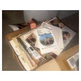 Box of vintage magazines and books