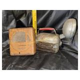 Antique True Tone speaker box and flashlight