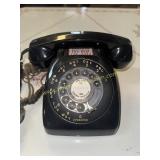 Vintage black rotary dial desk telephone
