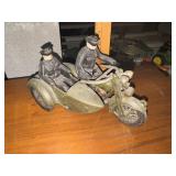 Cast iron motorcycle with sidecar