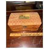 Flower carved wooden jewelry box
