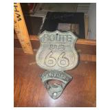 Cast iron route 66 bottle opener