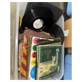 Misc vinyl records in clear tote