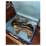Vintage Chicago roller skates with wooden wheels