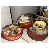 3 vintage sewing tins and contents