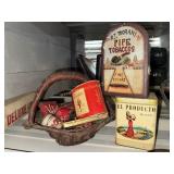 Vintage tobacco tins and pipe box