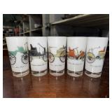 Set of 5 vintage frosted highball glasses