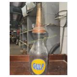 Gulf motor oil glass bottle