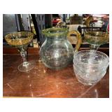 Blown glass pitcher and margarita glasses and