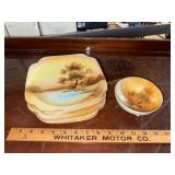 Hand painted noritake plates and bowl