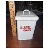 Toms roasted peanuts enamel ware canister
