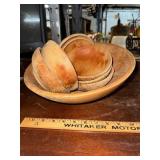 Footed wooden bowl with salad bowl set