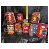 Collection of coffee tins