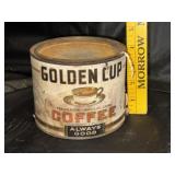 Antique gold cup coffee tin