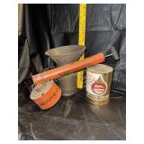 Lion oil, sprayer and funnel